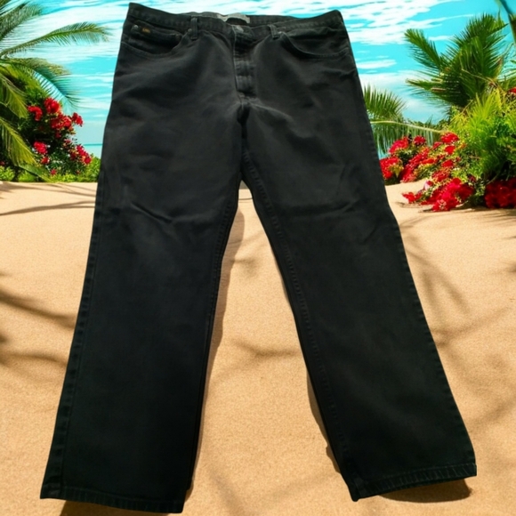 Vtg Lee's Mens Black Denim Jeans Regular Fit 42x30 - Picture 1 of 13